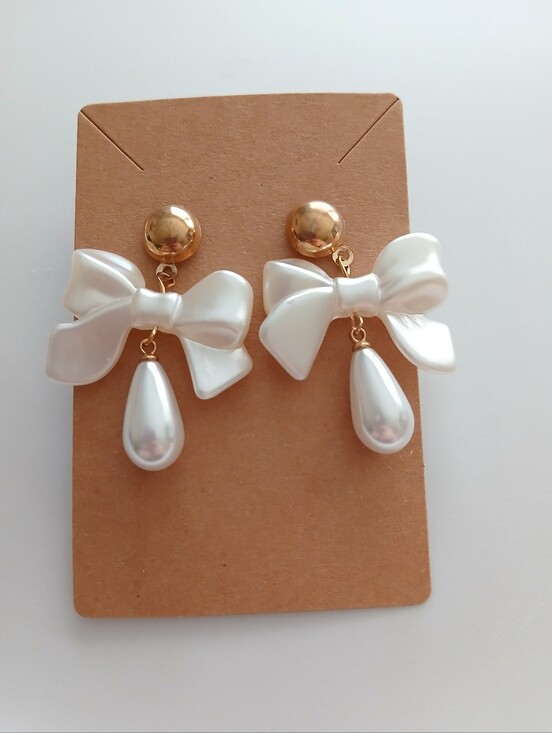 Fashion Jewelry Jewelry - Fashion Jewelry White Bow Pearl Drop Earrings